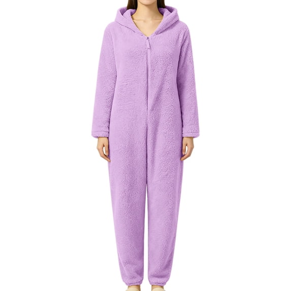 CQXIDFH Halloween Womens Onesie Pajamas Jumpsuit Fuzzy Ear Hooded Plush Jumpsuit Zip Up Warm Long Sleeve Pajamas with Pockets for Cozy Lounging Soft Comfortable Pajamas for Sleeping