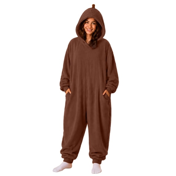 CQXIDFH Onesie Pajamas for Women Printed Long Sleeve Jumpsuit Casual Pullover Pajama Onesie for Home Comfort & Relaxation Home Lounge Sleepwear