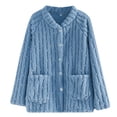 thumbnail image 1 of CQXIDFH Pajama Tops for Women Oversized Coral Fleece Cardigan Long Sleeve Warm Flannel House Coat for Autumn Winter Comfortable Casual Sleepwear Loungewear & Nightwear, 1 of 9