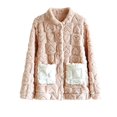 thumbnail image 1 of CQXIDFH Pajama Tops for Women Textured Fleece Bed Jacket Plush 3D Pajama Top Soft Warm Layer for Cold Mornings & Dorms Comfortable Casual Sleepwear Loungewear & Nightwear, 1 of 4
