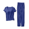 thumbnail image 1 of CQXIDFH Pajamas Set for Women Petite Tunic Top and Wide Leg Pants Pajama Set Petite Length Sleepwear Soft PJ Loungewear Sleepwear, 1 of 9