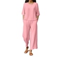 thumbnail image 1 of CQXIDFH Pajamas for Women Cotton Linen 2 Piece Set Breathable Top with Wide Leg Pants Loose Summer Wear Soft Comfy Pj Sets, 1 of 7