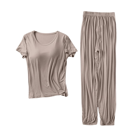 CQXIDFH Pajamas for Women Set Petite Tunic Top and Wide Leg Pants Pajama Set Petite Length Sleepwear Lounge Sets Sleepwear