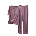 thumbnail image 1 of CQXIDFH Pajamas for Women Set Plus Size Sleepwear Set with Built-in Support Short Sleeve Top with Long Pants Loose Fit Lounge Sets Sleepwear, 1 of 9