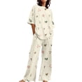 thumbnail image 1 of CQXIDFH Pj Sets for Woman Plus Size Floral Print O-Neck Short Sleeve Pajama Set Loose Summer Sleepwear Casual Lounge Home Wear, 1 of 5