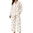 thumbnail image 1 of CQXIDFH Pjs Sets for Women Patterned Long Sleeve Pajama Set Button Down with Pockets Comfy Fall Sleepwear Lounge Sets Sleepwear, 1 of 4