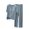 thumbnail image 1 of CQXIDFH Pjs Sets for Women Plus Size Sleepwear Set with Built-in Support Short Sleeve Top with Long Pants Loose Fit Lounge Sets Sleepwear, 1 of 9