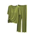 thumbnail image 1 of CQXIDFH Pjs Sets for Women Plus Size Sleepwear Set with Built-in Support Short Sleeve Top with Long Pants Loose Fit Lounge Sets Sleepwear, 1 of 9