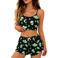 thumbnail image 1 of CQXIDFH Plus Size Pajamas for Women Set Halloween Gothic Print Lettuce Trim Tank Top and Shorts Pajama Set Soft PJ Loungewear Sleepwear, 1 of 4