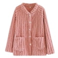 thumbnail image 1 of CQXIDFH Sleep Shirts for Women Oversized Coral Fleece Cardigan Long Sleeve Warm Flannel House Coat for Autumn Winter Comfortable Casual Sleepwear Loungewear & Nightwear, 1 of 9