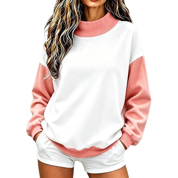 CQXIDFH Under $10 Women Oversized Turtleneck Fleece Sweatshirt Long Sleeve Loose Soft Pullover Casual Fall Fashion Top, S Orange Sweatshirts