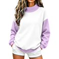 thumbnail image 1 of CQXIDFH Under $15 Women Oversized Turtleneck Fleece Sweatshirt Long Sleeve Loose Soft Pullover Casual Fall Fashion Top, L Purple Sweatshirts, 1 of 4