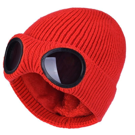 CQXIDFH Winter Beanie for Men Women, Soft Warm Fleece Lined Knit Hat with Goggles Soft Fleece Lining, Secure Fit, Ear Coverage, Windproof for Outdoor Work,Ski, Daily Use, Christmas Gifts