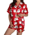 thumbnail image 1 of CQXIDFH Women Pajamas Plus Size Halloween Pumpkin Print Short Sleeve Button Top and Shorts Set Cute Sleepwear 2 Piece Pjs, 1 of 8
