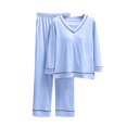 thumbnail image 1 of CQXIDFH Women Pajamas Plus Size V-Neck Pajama Set with Built-in Support Long Sleeve Loose Casual Home Wear Matching Sets Women Clothing, 1 of 6