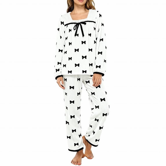CQXIDFH Women Pajamas Thickened Coral Fleece Flannel Pajama Set Cozy Winter Loungewear with Aesthetic Style Matching Sets Women Clothing