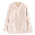 thumbnail image 1 of CQXIDFH Women's Sleep Top Oversized Coral Fleece Cardigan Long Sleeve Warm Flannel House Coat for Autumn Winter Comfortable Casual Sleepwear Loungewear & Nightwear, 1 of 9