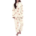 thumbnail image 1 of CQXIDFH Womens Pajama Sets Thickened Coral Fleece Flannel Pajama Set Soft Cozy Winter Sleepwear for Cold Nights 2 Piece Lounge Set, 1 of 4