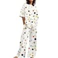 thumbnail image 1 of CQXIDFH Womens Pajamas Sets Plus Size Floral Print O-Neck Short Sleeve Pajama Set Loose Summer Sleepwear Comfy Soft Sleepwear, 1 of 5