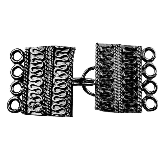 CR-234 Black Rhodium Overlay Multi Strand Clasp With 4 Holes