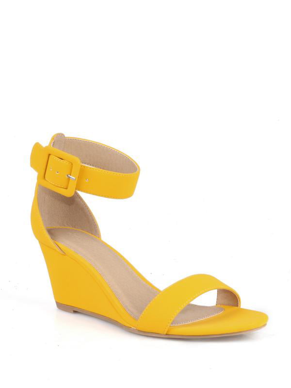 CR Two Piece Women's Wedge Sandals in Mustard - Walmart.com