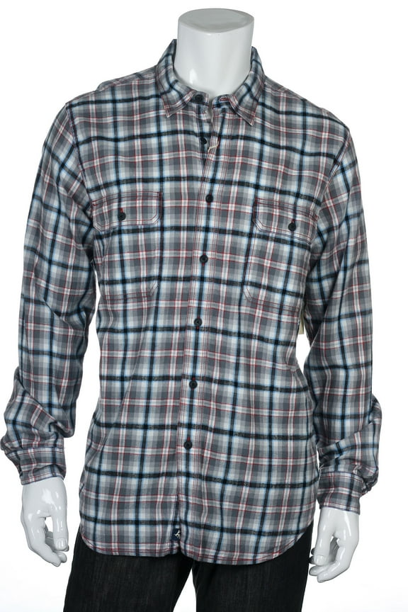 CR by Club Room Men's Light Gray Plaid Button Down Shirt (2XLarge, Onyx)