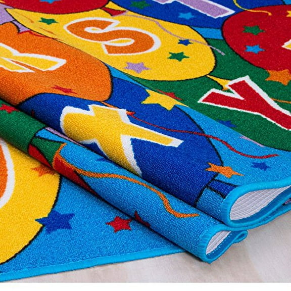 CRs Kids Area Rug Alphabet Balloons Learning/ Playtime Carpet (8 Feet X 10 Feet)
