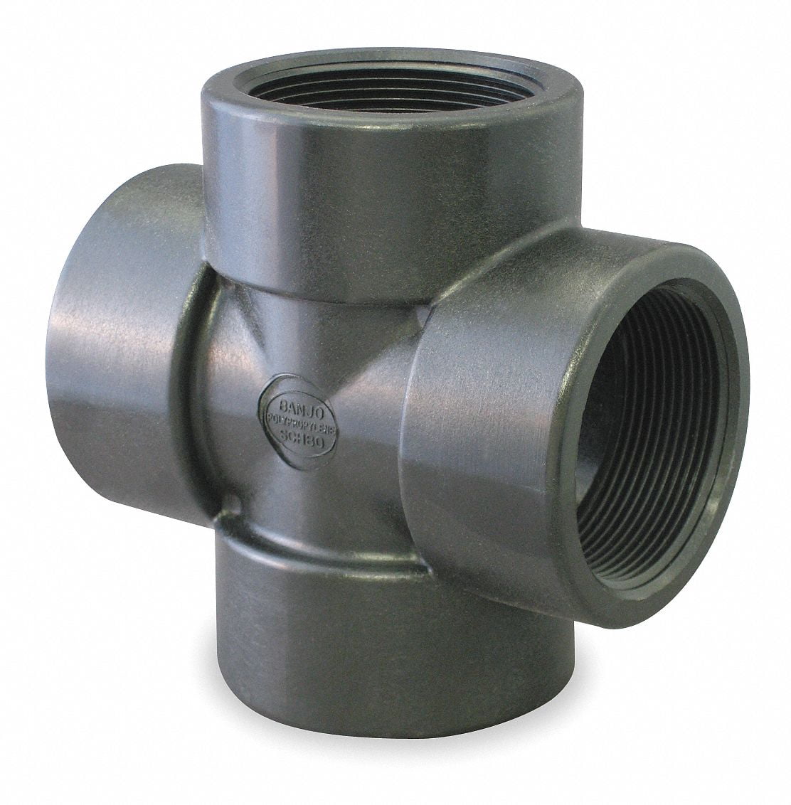CR050 Banjo Polypropylene Pipe Fitting, Cross, Schedule 80, 1/2" NPT Female