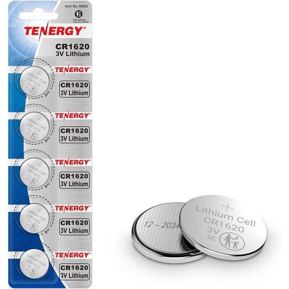 CR1620 3V Lithium Button Cell Battery, for Car Keys, Watches, Calculators, Remote Controls, 5 Count