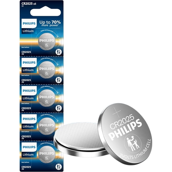 CR2025 Battery 5 Pack | CR 2025 Batteries | Up to 70% More Power | 10 Year Shelf Life | CR 2025 3v Lithium Coin Battery | Best for Car Key Fob Remote, Medical Devices, Watches.