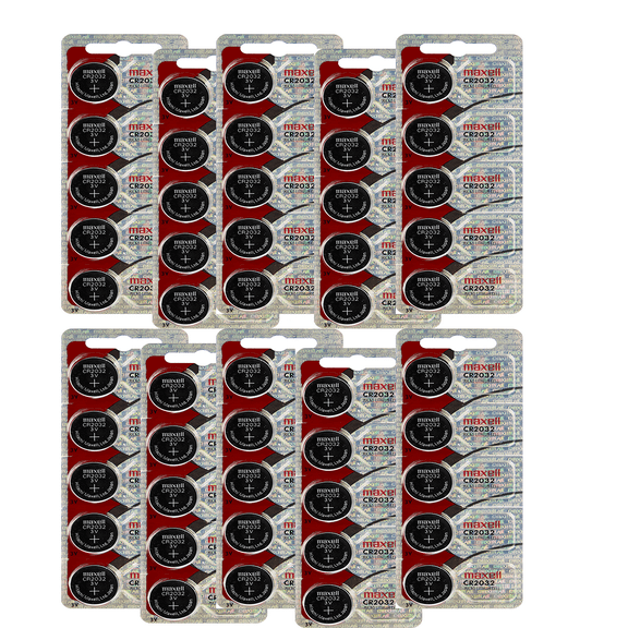 CR2032 3V Micro Lithium coin Cell Battery Maxell Original Hologram pack CR-2032 - 50 Pack