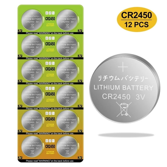 CR2450 Battery 3v Lithium Coin Cell Batteries - High Capacity 700mAh Button Cell Battery 3 Volt CR2450 Batteries for Flameless Tea Light Candles, Remote, Window Sensor 12 Pack
