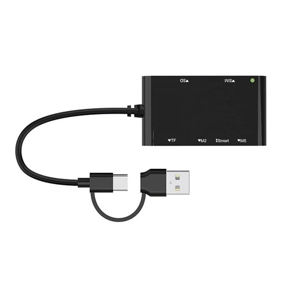 CR375-B USB-C 6-in-1 Card Reader MS/M2/TF/SIM/SD/ID, USB 3.0 Compatible