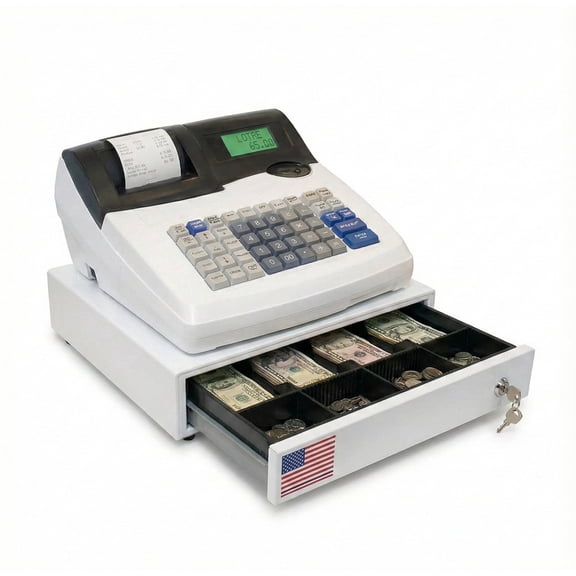 CR428 Pro Pos Cash Register System with Built-in 58mm Thermal Printer, Heavy-Duty Steel Cash Drawer, Multi-Clerk Support & PC Connectivity