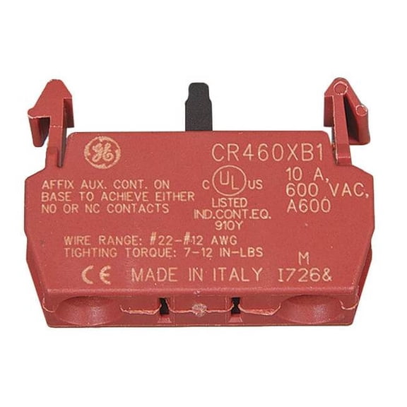 Ge Lighting Contactor Aux Contact Block,1P CR460XB1