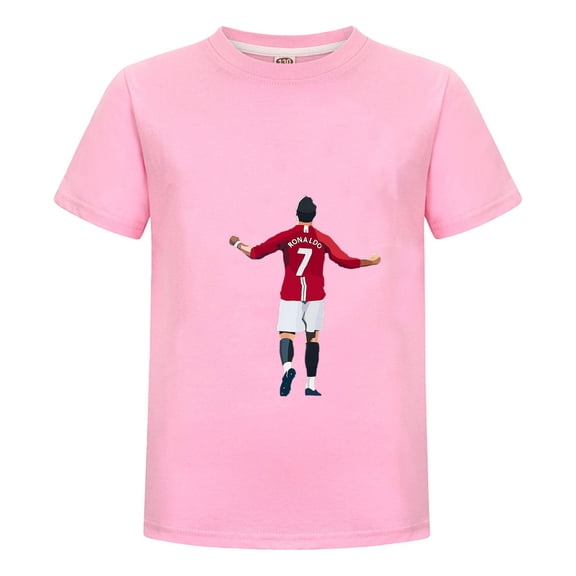 CR7 Pose Red Celebration Tee – Ronaldo Kids Football Graphic Shirt Boys Fanwear Top