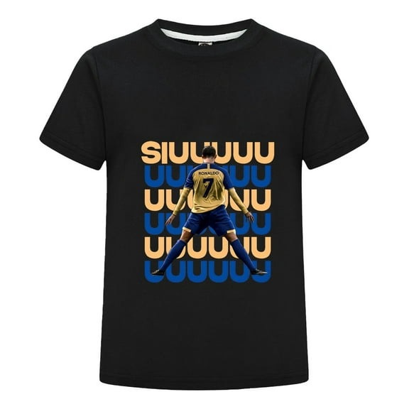 CR7 Siuuu Stack Graphic T-Shirt – Ronaldo Design Boys Sports Top Tee for Girls