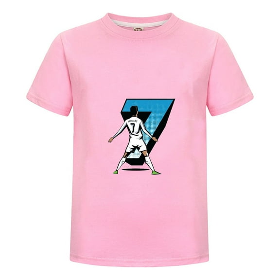 CR7 White Pose Graphic T-Shirt – Classic Ronaldo Football Art Boys Fanwear Tee for Girls