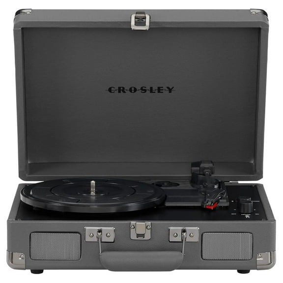 CR8005F-SG Cruiser Plus Vintage 3-Speed Bluetooth in/Out Suitcase Vinyl Record Player Turntable, Slate