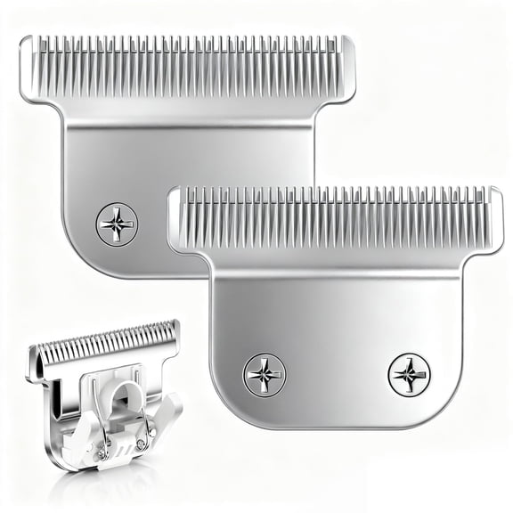 CR8GR8 Detachable T-Blade Replacement Blades, Compatible with Wahl Trimmer 9864/9864SS/9818A, 440C Stainless Steel Sharp 0.5mm Precision Cut, Professional Hair Clipper Trimmer Blades, 2 Pack