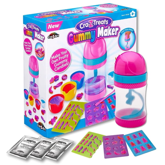 CRA-Z-Treats Gummy Candy Maker Kit DIY Fruity Gummies with Molds Powder Mixes & Mixer, DIY Candy Making Toy for Kids Ages 8+, Fun