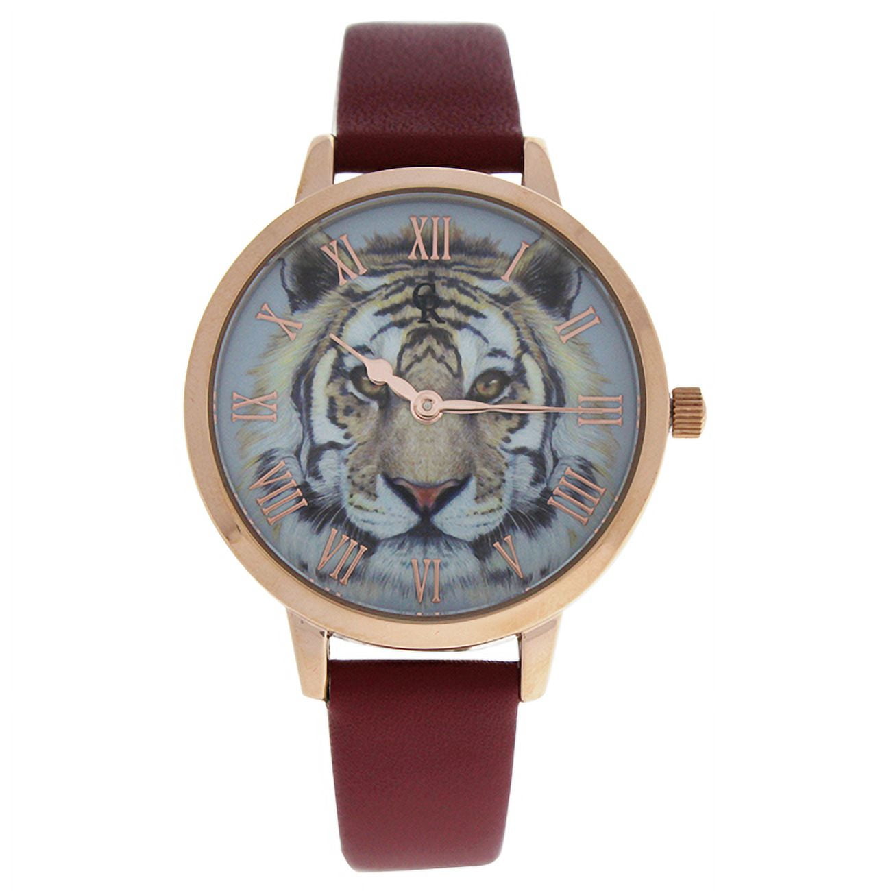 CRA018 La Animale Rose Gold Red Leather Strap Watch by Charlotte Raffaelli for Women 1 Pc Watch Walmart