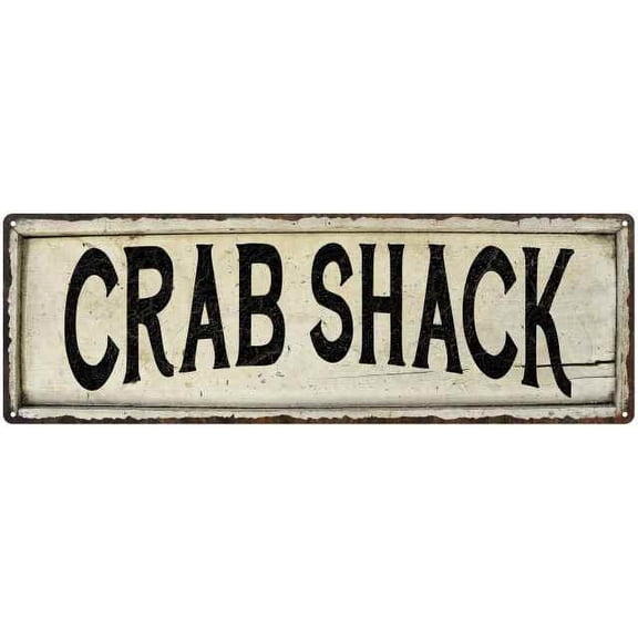 CRAB SHACK Farmhouse Style Wood Look Sign Gift 6x18 Metal Decor 106180028137