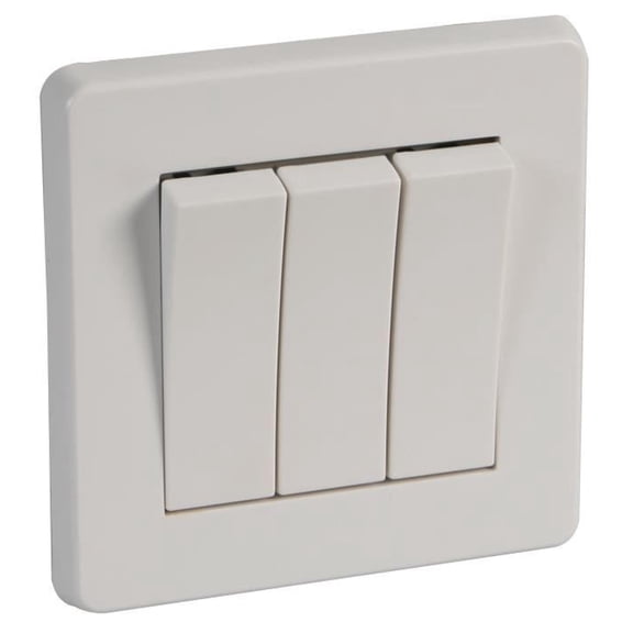 CRABTREE - 10AX 3 Gang 2 Way Wide Rocker Light Switch, White