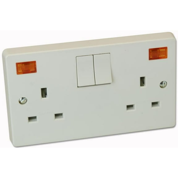 CRABTREE - 13A 2 Gang Double Pole Switched Socket with Neon