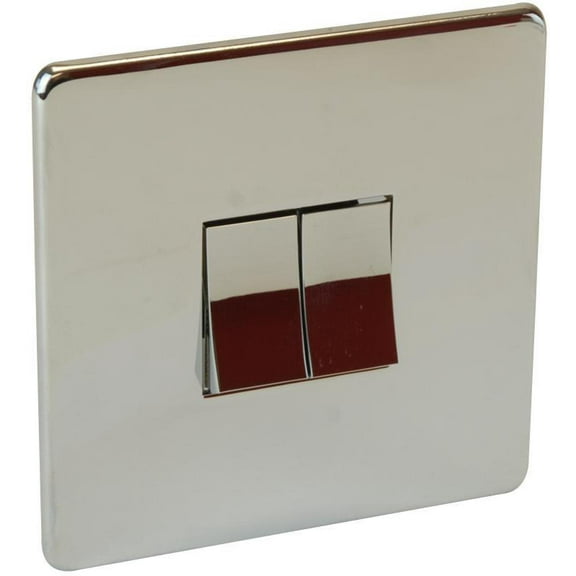 CRABTREE - 2 Gang 2 Way Light Switch, Polished Chrome