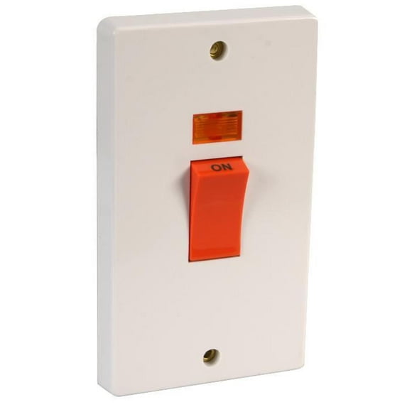 CRABTREE - 50A Double Pole Cooker Switch with Neon on Large Plate