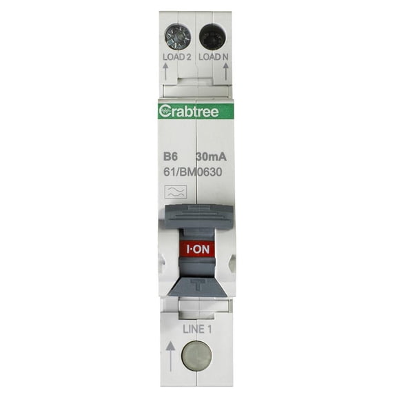 CRABTREE - 6A 30mA RCBO single module B Curve