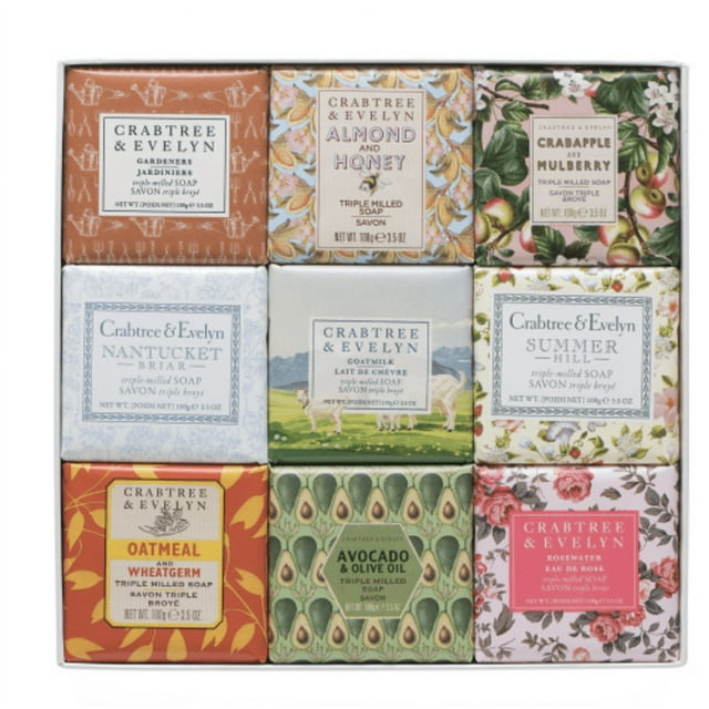 CRABTREE & EVELYN 9 Piece TRIPLE MILLED BAR SOAP SET HERITAGE - 9x 3