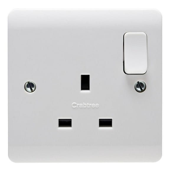 CRABTREE - Instinct 1 Gang, DP Switched Wall Socket, Dual Earth, 13A